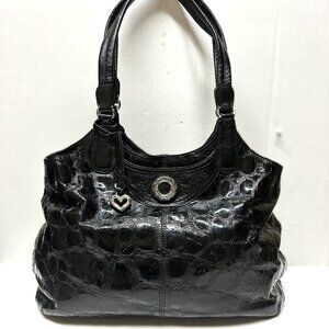 Brighton black croc embossed black handbag D864529